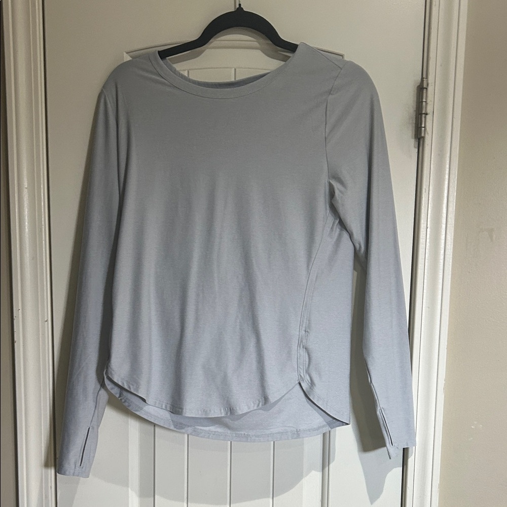 Women's Light Gray/Blue Long Sleeve Top